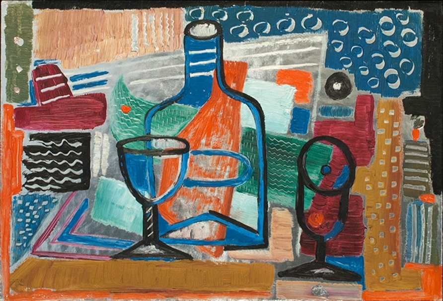 費里茲．伯蘭德納（Fritz Brandtner）《桌上靜物》（Table Still Life），畫布油畫，30.32 x 29.21cm，年代不詳。（© canadianfinearts.com）