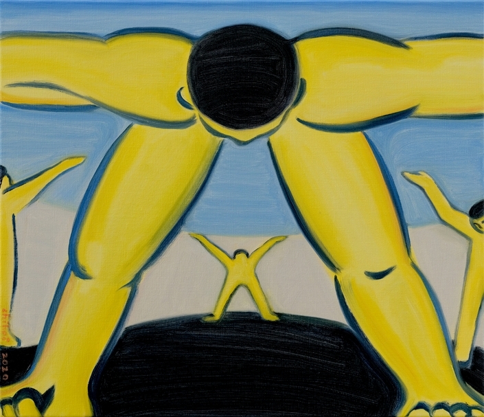 Chihoi, Trinity with Heaven and Earth I, 2020, oil on canvas, 45.5 x 53.3 cm. (Courtesy of the artist and Karin Weber Gallery)