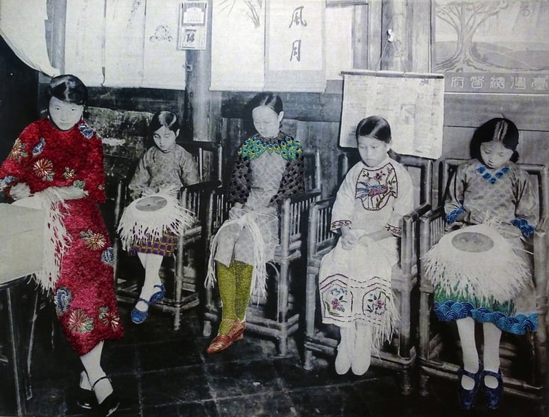 侯怡亭《歷史刺繡人 No.3-1》，刺繡縫線、數位影像輸出、畫布，40x60 cm，2019。（TKG+提供）