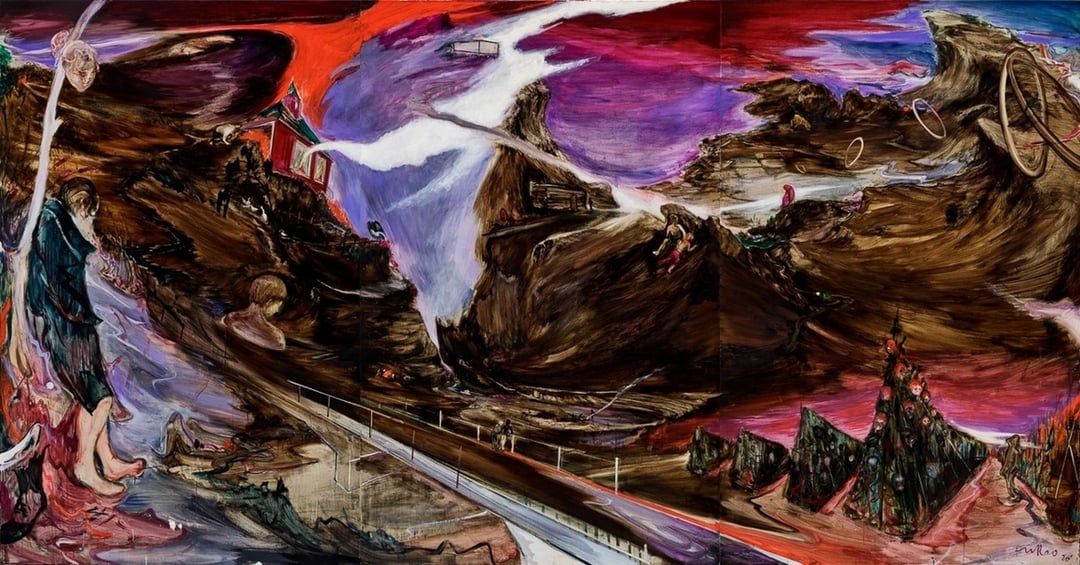 傅饒《深淵》油彩、畫布，220x420cm，2020。（安卓藝術提供）