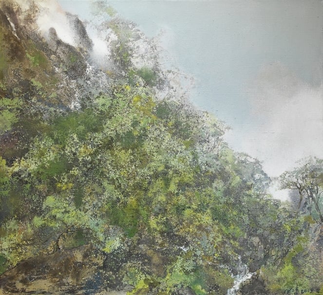 洪凌《柔雨》，油彩、畫布，110x120cm，2019。（索卡藝術提供）