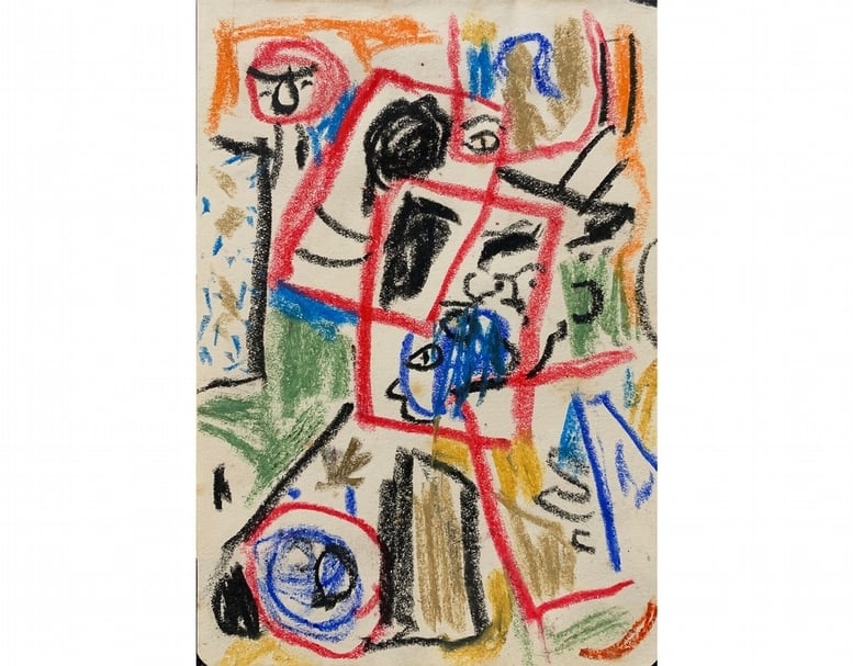 吳大羽《無題》，油性蠟筆、紙，14.8x10.2cm。（大未來林舍畫廊提供）