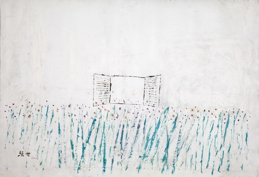 葉世強《百葉窗劍蘭》，布面、油畫，74x107cm，2010。（漢雅軒提供）