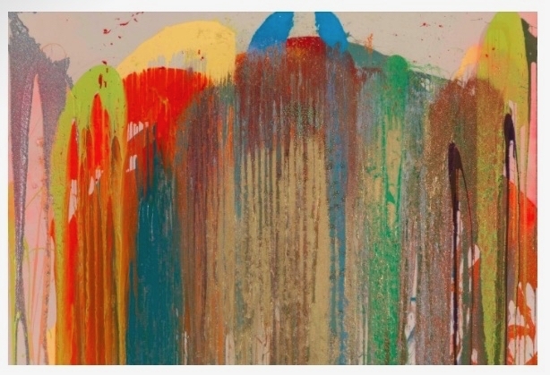 約翰．阿姆萊德（John M. Armleder），《心理電子學》（Psychotronic），混合媒材、畫布，150x225x5cm， 2019。（Massimo de Carlo畫廊提供）