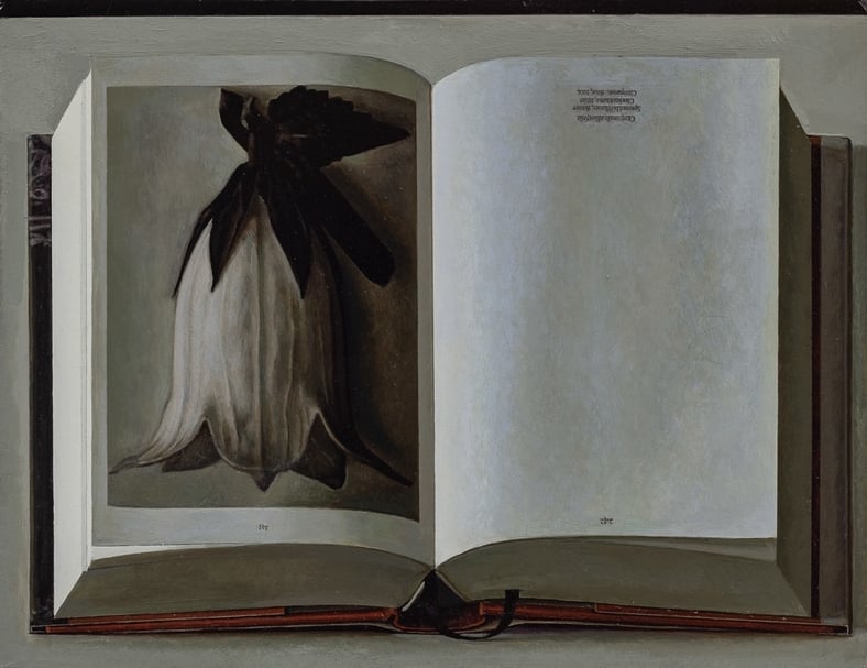 劉野《Book Painting No. 21 (Karl Blossfeldt, The Complete Published Work, Taschen GMBH, 2017)》，油彩、畫布，28x36cm，2018。（卓納畫廊提供）