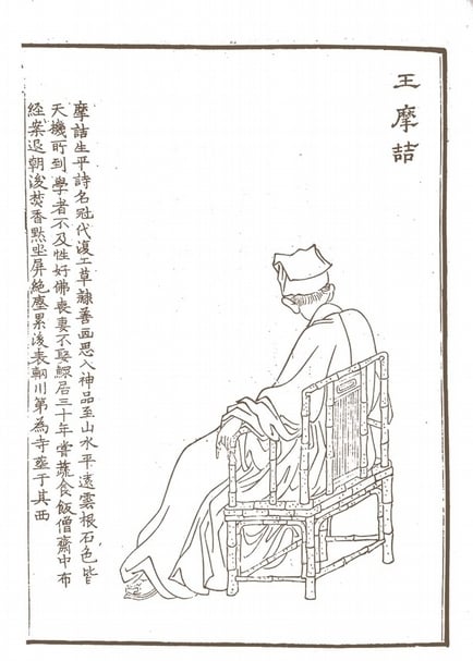 上官周《晚笑堂畫傳》之「王摩詰」。（劉榕峻提供）