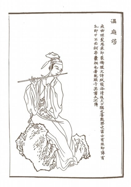 上官周《晚笑堂畫傳》之「溫庭筠」。（劉榕峻提供）
