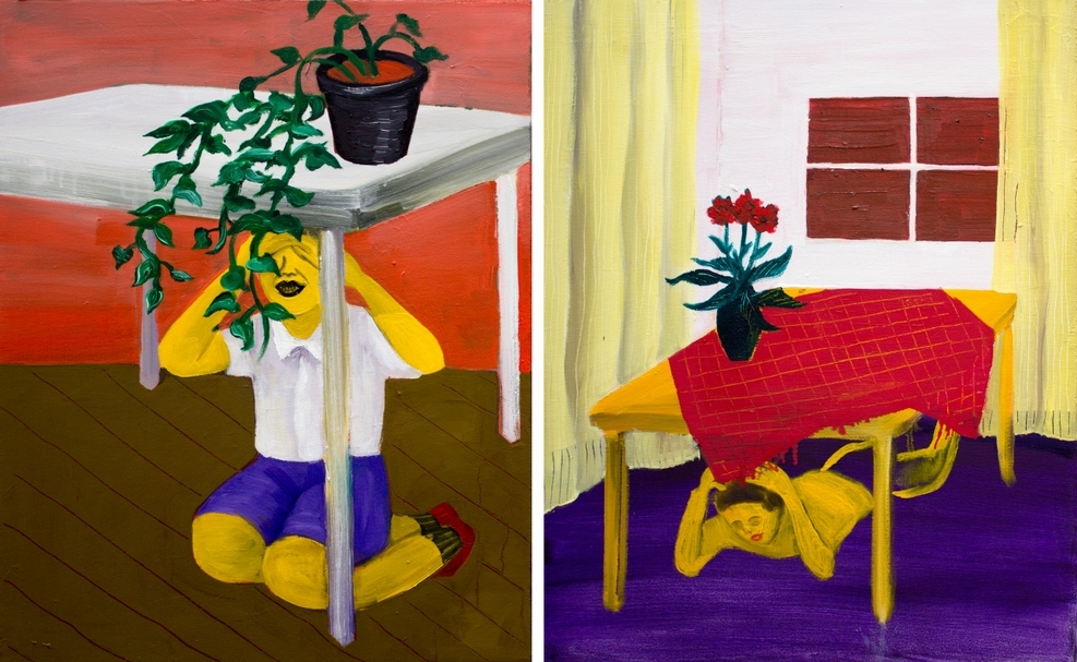 黃海欣的作品，左圖為《室內練習》（Expect the Unexpected），2013；右圖為《室內練習》（The Indoor Practice），2013。（藝術家提供）