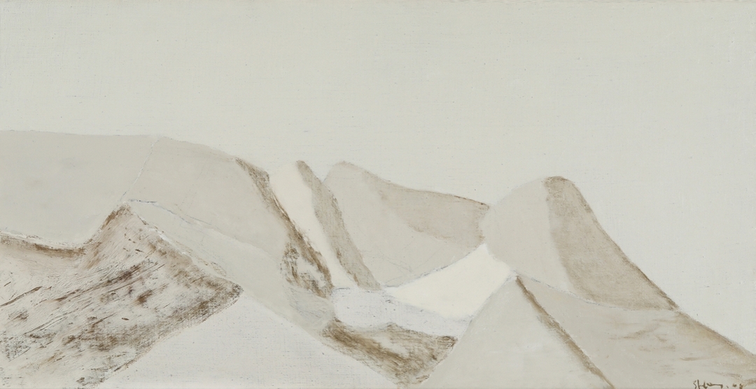 尚揚《E 地風景》，布面油彩、丙烯，39.63×123cm，2008。（北京永樂提供）