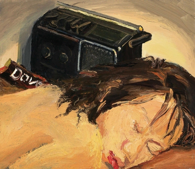 劉小東《睡眠與失眠系列第28號》，布面油彩，33x33cm，1996。（北京永樂提供）
