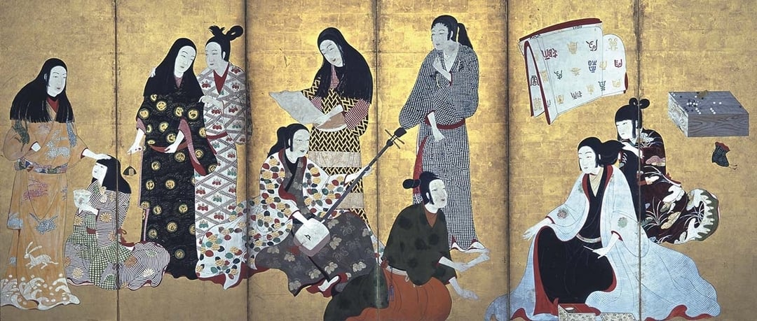 圖4 〈松浦〉屏風（〈婦女遊樂圖〉屏風），六曲一雙（右），大和文華館藏。（大和文華館提供）