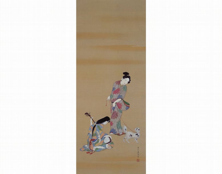 圖8 住吉廣定〈美人曳犬圖〉，私人藏。（大和文華館提供）
