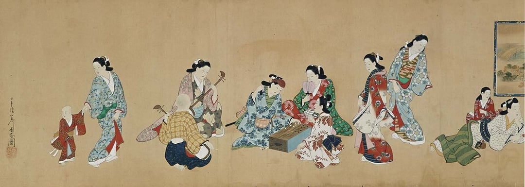 圖7 宮川長春〈遊女圖〉卷局部，泉屋博古館藏。（大和文華館提供）