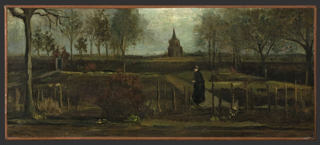 遭竊的梵谷作品《春天在紐南的牧師花園》（Lentetuin, de pastorietuin te Nuenen in het voorjaar）。（圖片來源：CNN）