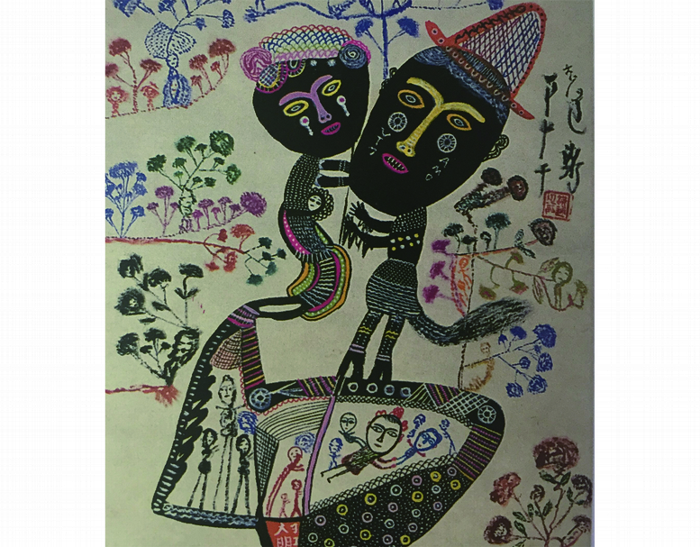 長子過世，悲傷的洪通畫作的人臉出現如珍珠般的淚珠。（本刊資料室）