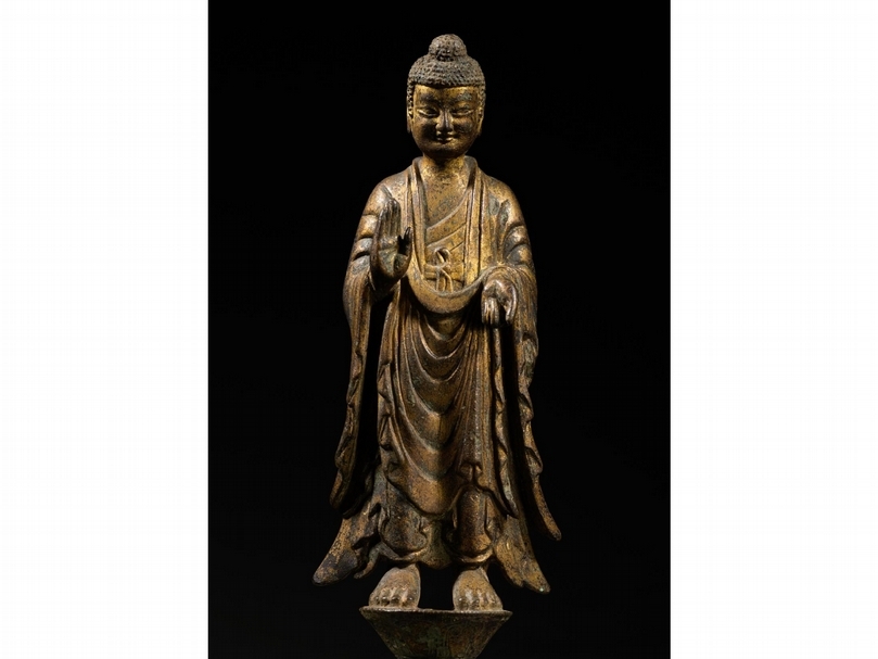 北魏（386－534）《佛鎏金銅像》，高18公分，上海博物館藏。（佛光山佛陀紀念館提供）