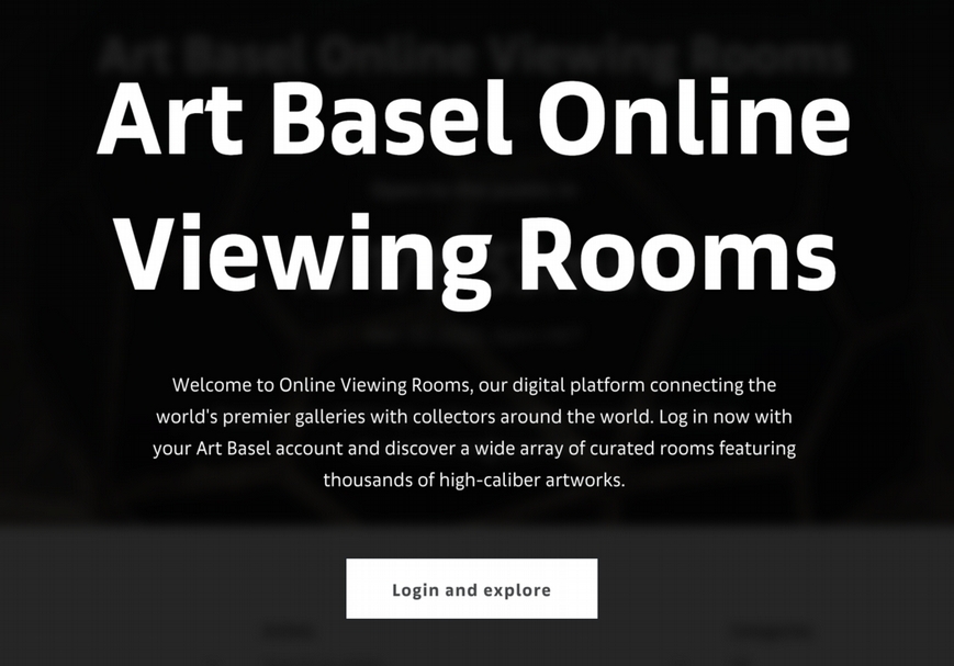 2020 香港巴塞爾藝術展取消改為線上展覽。（圖片截取自Art Basel官方網站）