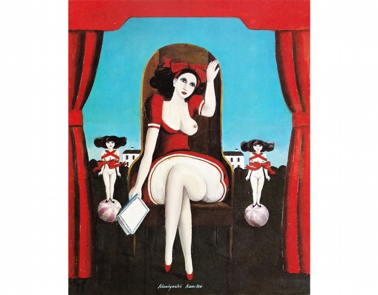 金子國義《花開少女4》 45.5 x 37.9 cm，布上油畫，1966。（也趣藝廊提供）