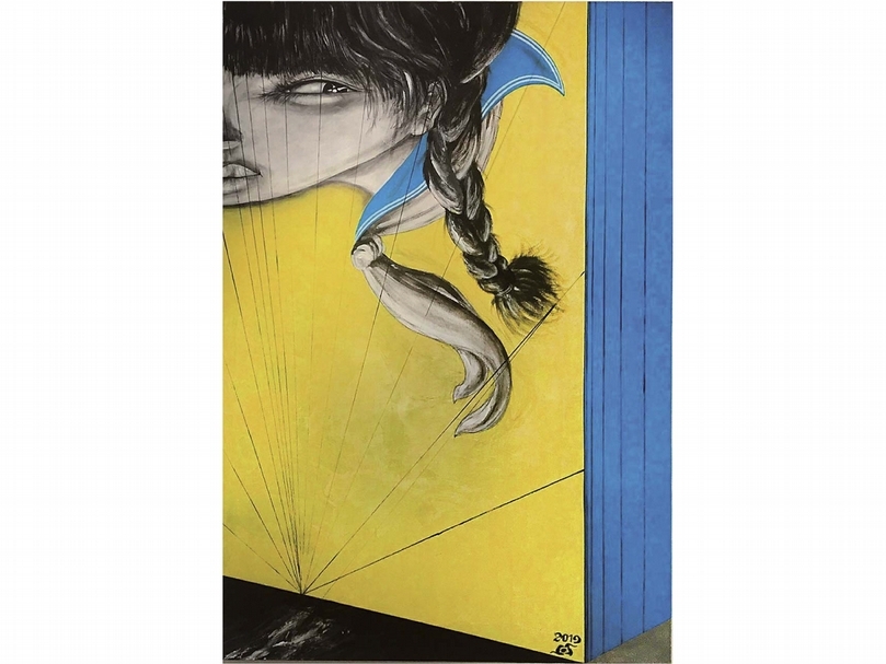 中村宏《象限的重複 12》，壓克力、畫布，116.5×80 cm，2019。（也趣藝廊提供）