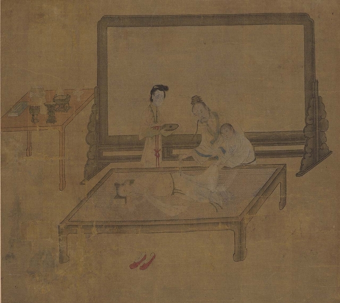 元代錢選款〈獻之書裙圖〉。（何創時書法藝術基金會提供）