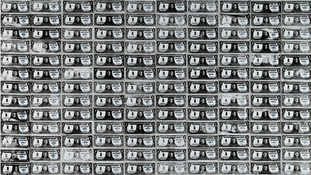 安迪．沃荷（Andy Warhol）作品《200 One Dollar Bills》。（©Sotheby's）