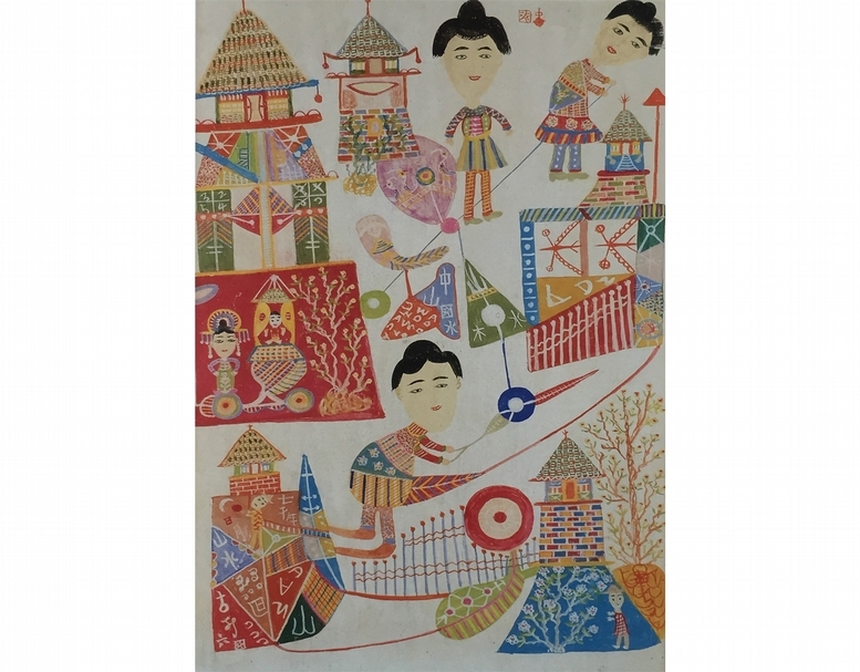 洪通畫作參加「原鄉之美──洪通的意想幻境」展覽。（桃園縣文化局提供）