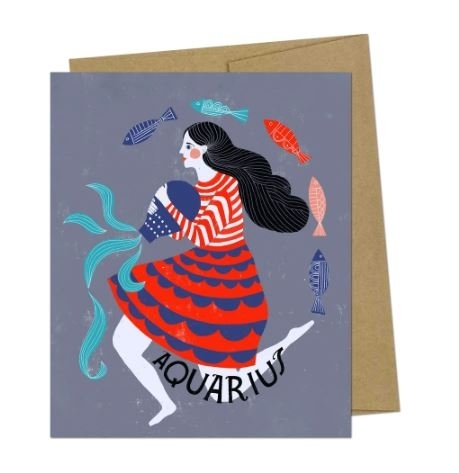 麗莎·康頓 (Lisa Congdon)的商品《AQUARIUS ZODIAC》卡片(圖片來源:Lisa Congdon Art & Illustrator官網)