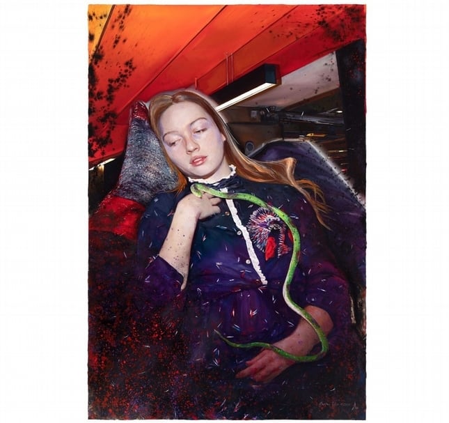 馬丁．埃德（Martin Eder）《Lob des Schattens》，布面油畫，150x100cm， 2019。（藝術家與也趣藝廊提供）