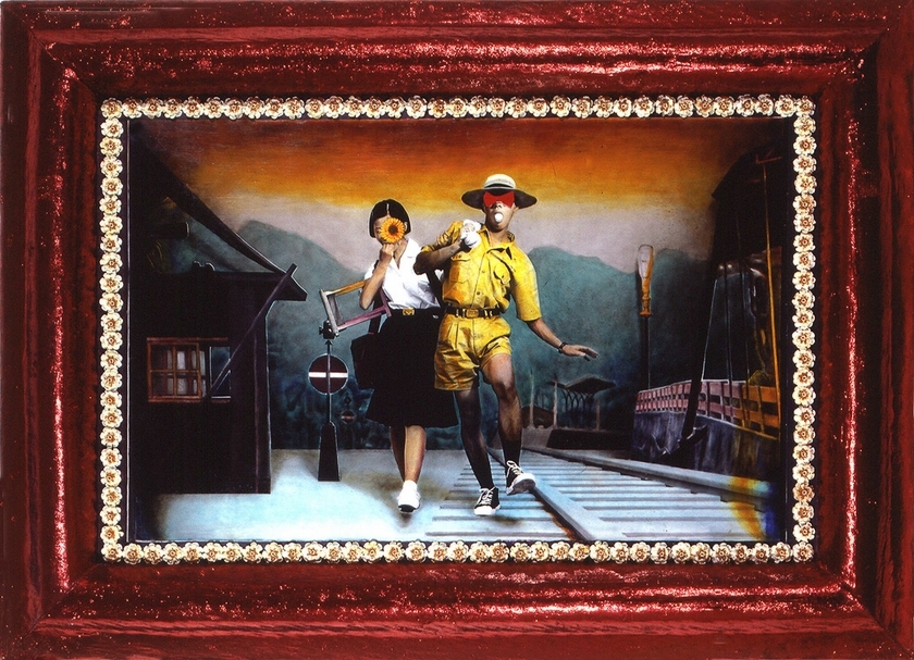 吳天章，《戀戀紅塵》，複合媒材，159.5 × 220 cm，1997，國立臺灣美術館典藏。（CC BY 4.0）