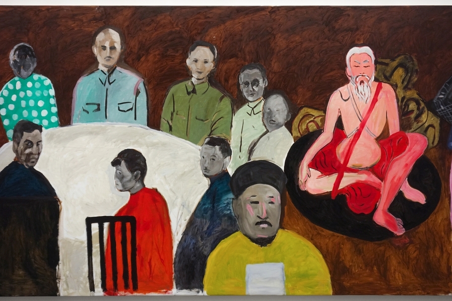 趙剛《中國派對》局部，畫布油彩，320x976 cm，2020。（亞紀畫廊提供）