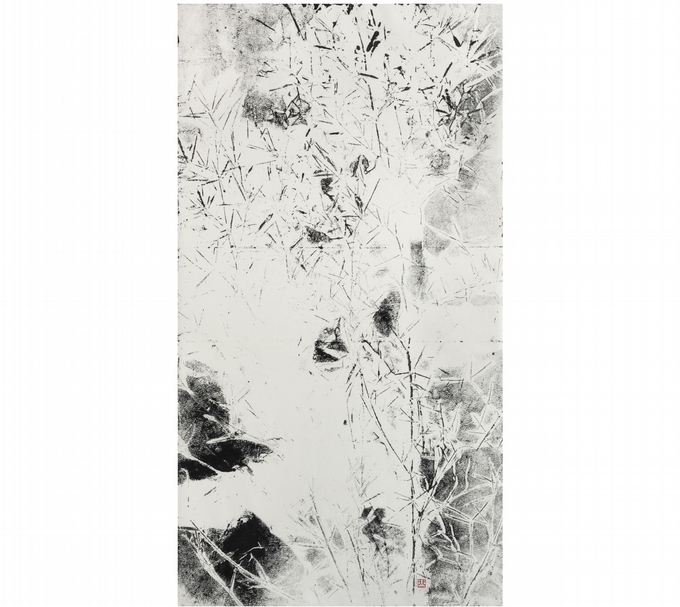 陳正隆《入竹林 觀墨禪系列20207》,紙本水墨,96x178cm,2020。(藝時代畫廊提供)