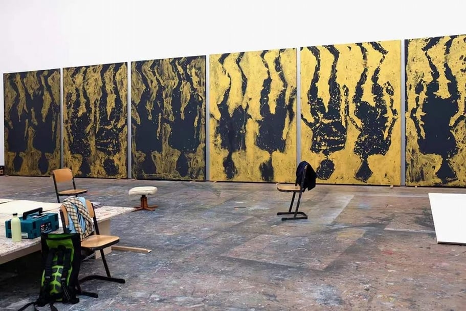 巴塞利茲位於德國阿莫湖的工作室。（© Georg Baselitz. Photo: Ealan Wingate. Courtesy Gagosian）