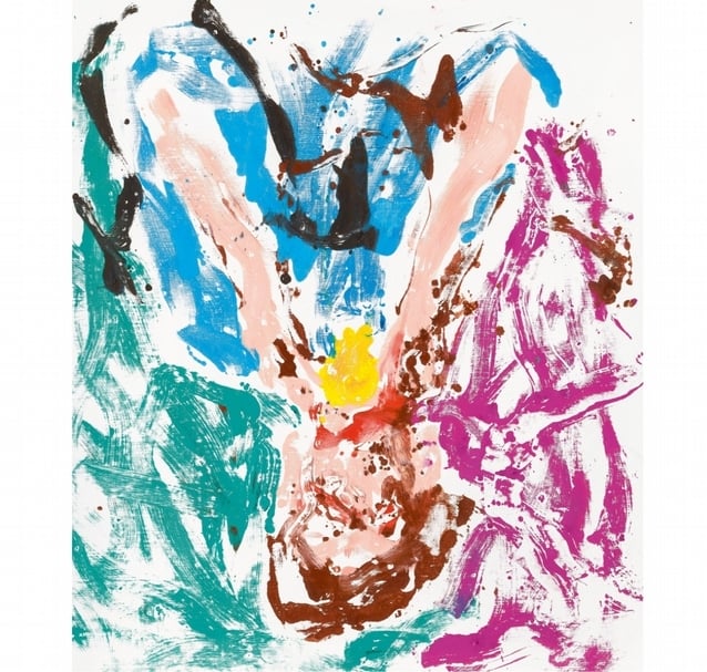 巴塞利茲《吃橘人》。（© Georg Baselitz; photos: Jochen Littkemann. Courtesy Gagosian）
