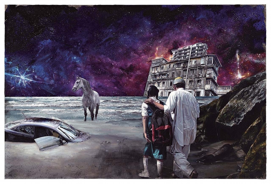 馬丁．伊德《The Breathing Universe》，油彩、畫布，150×225 cm，2019。（Galerie EIGEN+ART提供）