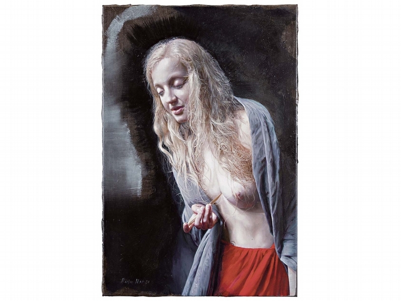 馬丁．伊德《Pressure》，油彩、畫布，75×50 cm，2020。（Galerie EIGEN+ART提供）