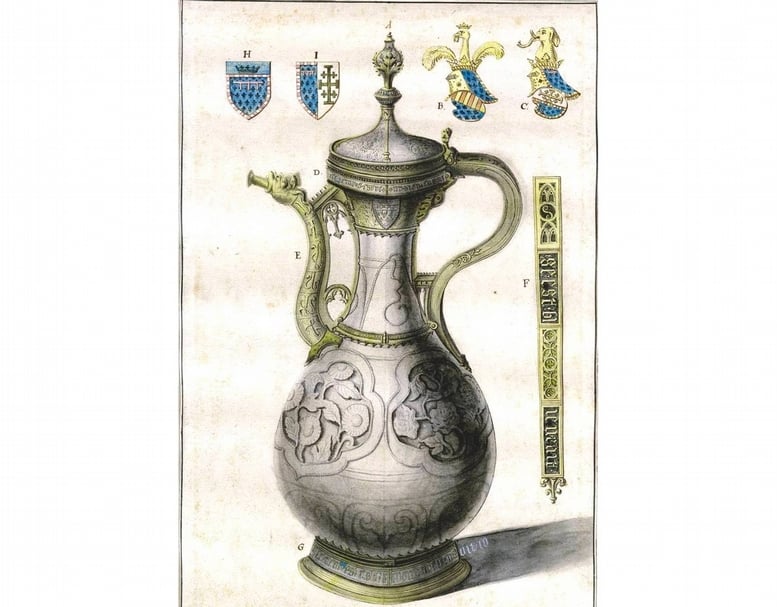 馮丘瓶（Fonthill Vase）上金屬裝飾的彩繪。（ © Museum of Applied Arts［Iparművészeti Múzeum］, Budapest）