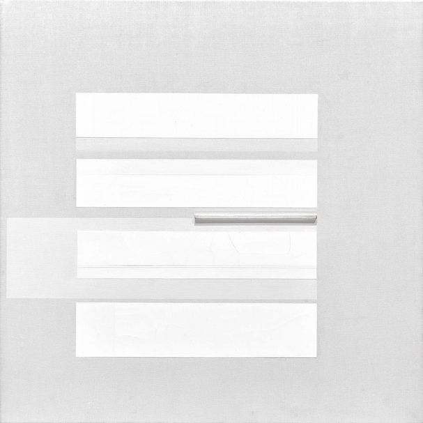 林壽宇《七》,油彩、鋁、畫布,63×64cm,1968,預估價:120萬至200萬港元。(保利香港提供)