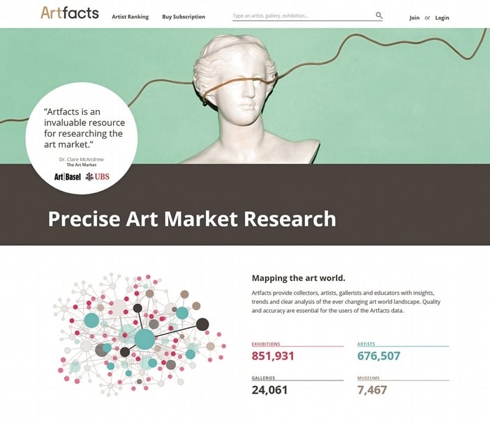 ArtFacts.net官網首頁。（截圖自ArtFacts.net官網）