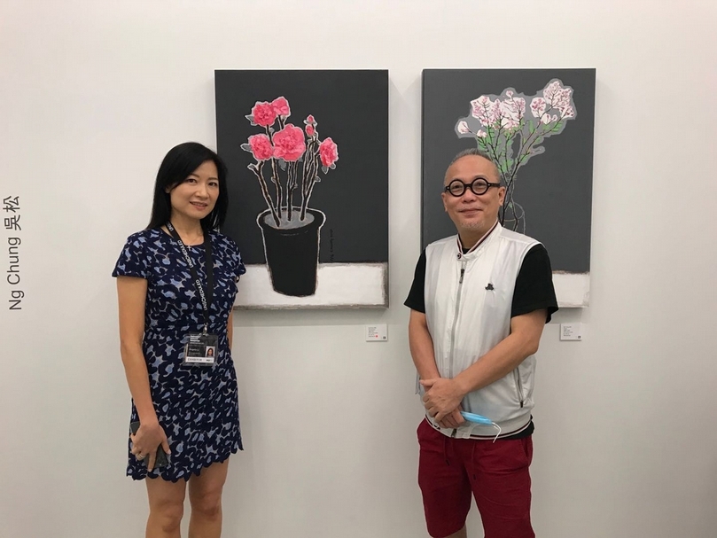 香港「UNSCHEDULED」藝博會中Contemporary by Angela Li展位呈現吳松個展。（謝盈盈提供）