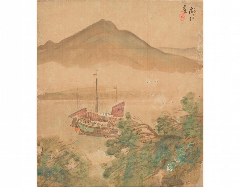 木下靜涯《江際一景》。 (© 國立臺灣美術館)