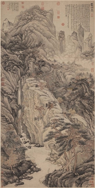 國寶．明沈周〈畫廬山高〉，紙本淺設色，國立故宮博物院藏。