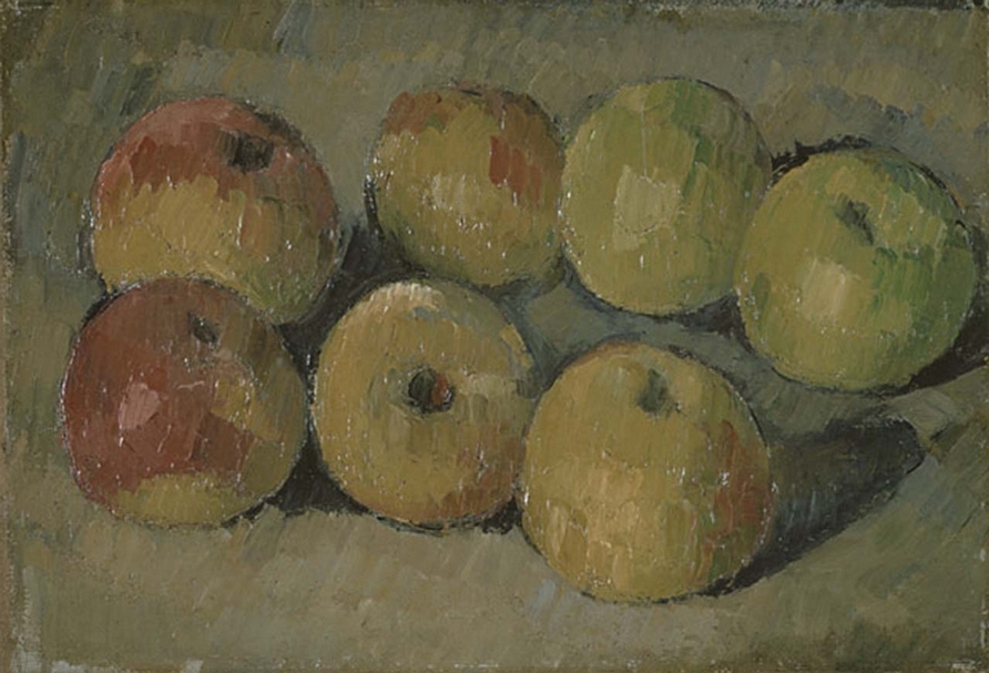 凱因斯收藏的塞尚(Paul Cézanne)靜物畫《七顆蘋果的靜物畫》(Still life with seven apples)。©Wikipedia