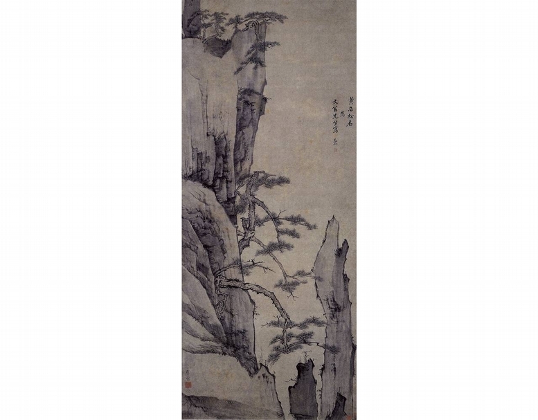 圖5 清弘仁〈黃海雙石圖〉,紙本水墨,上海博物館藏。(圖版來源:《四僧畫集:漸江、髡殘、石濤、八大山人》,天津:天津人民美術出版社,1991。)