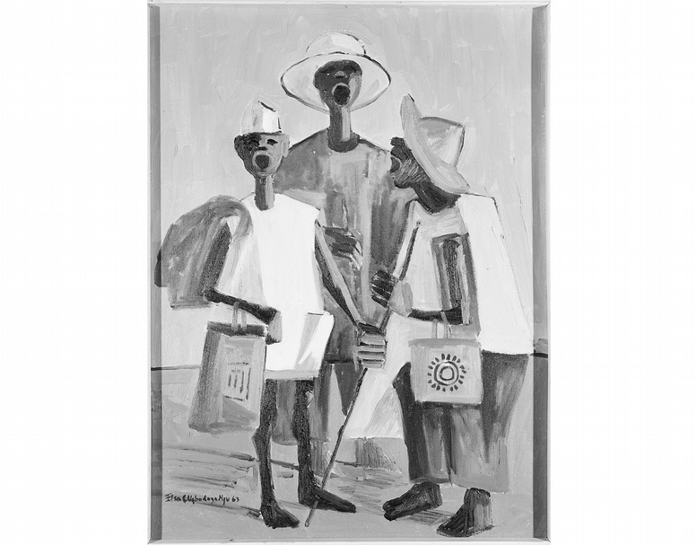 克拉拉．烏格波達加（Clara Ugbodaga）《乞丐》（Beggars），1963，畫布油畫（© Wikimedia）