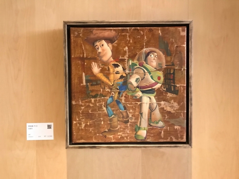 今年台中藝博延續「KNOCK KNOCK, ART! 藝術敲敲門」單元，多數參展畫廊將各自精選一件合適入門收藏，此作為藝時代畫廊精選胡崴翔《嬰戲圖－冬日》，油彩，30x30，2020。（本刊資料室）