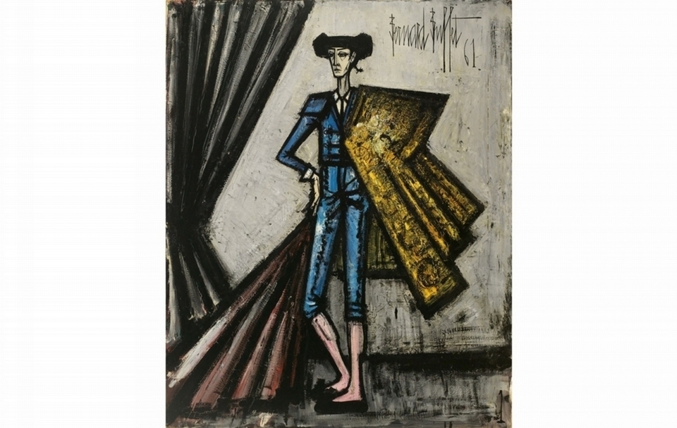 法國藝術家貝爾納．畢費（Bernard Buffet）的《鬥牛士》，成交價為1,800萬新臺幣（含佣金），是當日第三高價作品。（羅芙奧提供）