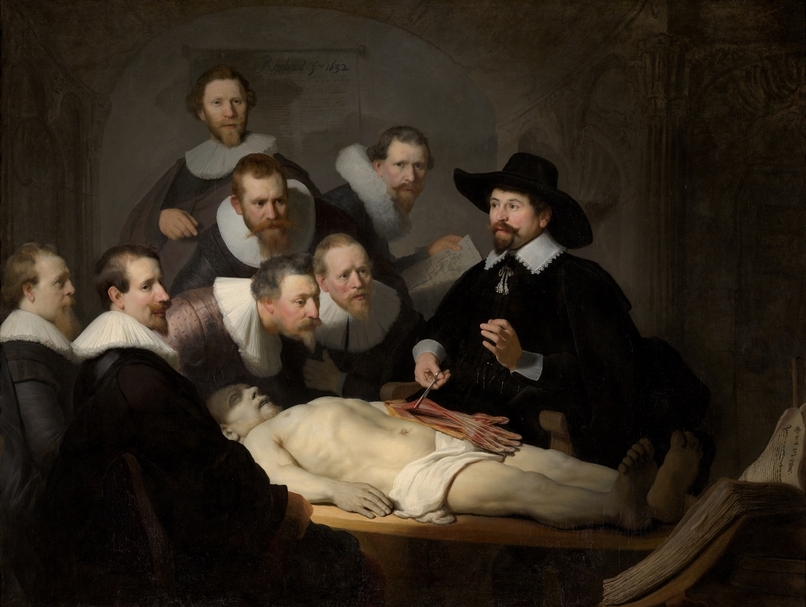 林布蘭《杜爾博士的解剖課》（The Anatomy Lesson of Dr. Nicolaes Tulp），1632年油畫作品，現藏於海牙莫瑞泰斯皇家美術館。（©Mauritshuis）