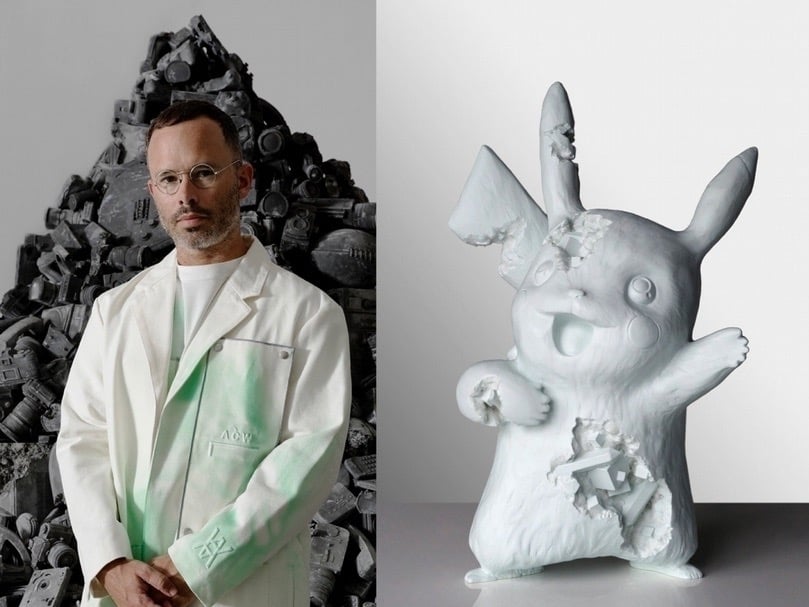 丹尼爾．阿爾軒（Daniel Arsham）與《被侵蝕的皮卡丘》。（本刊資料室）