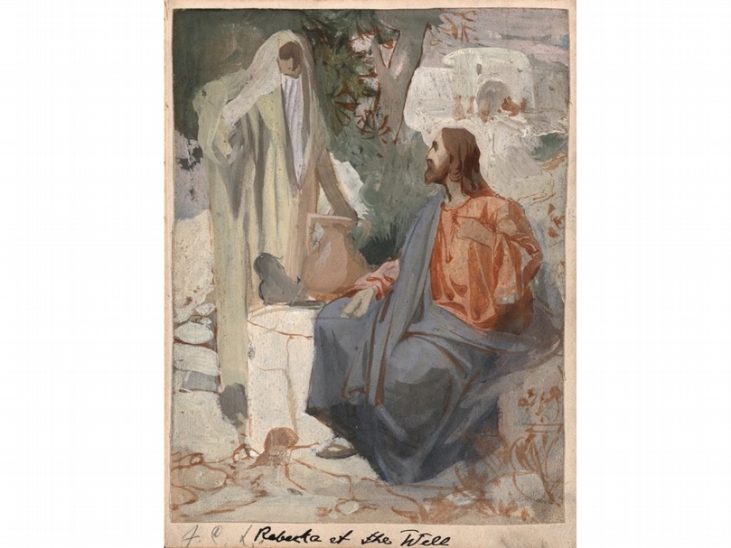 插畫大師萊恩徳克爾（Joseph Christian Leyendecker）為《聖經》（People's Bible History）繪製的六幅聖經插畫之一。（©wikipedia）