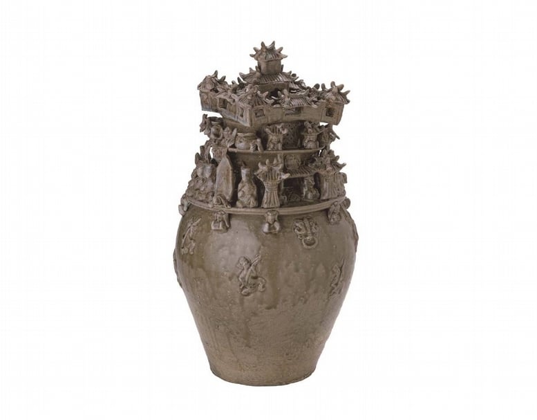圖12 西晉3世紀晚期〈青釉穀倉罐〉，館藏編號1987.242。（©The Art Institute of Chicago）